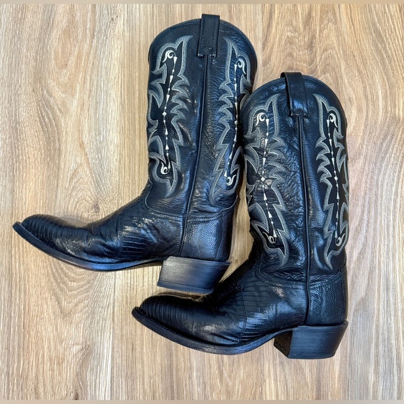 Tony Lama CZ810 Men's Exotic Western Boot w/ Black Teju Lizard USA Made 7.5 D - Picture 4 of 7